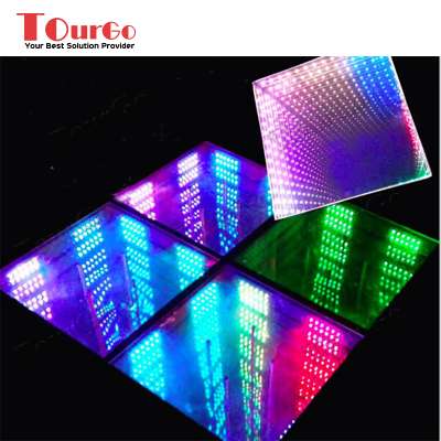 TourGo Night Club Bar Glass Infinity Mirror 3D LED Dance Floor Panels in 50x50cm